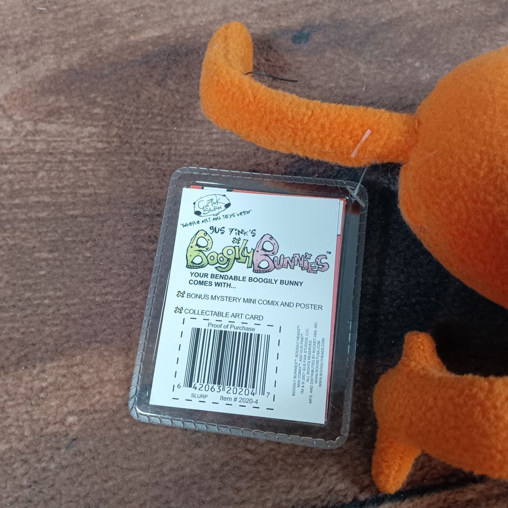 Boogily Bunnies Slurp‎ Plush Jakks Signed Fink 08 Orange Collectible - Picture 5 of 5
